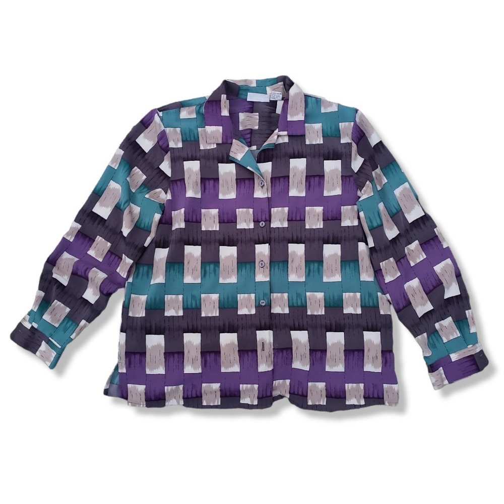 Vintage Alfred Dunner 90's Geometric Print Button-up Size 16